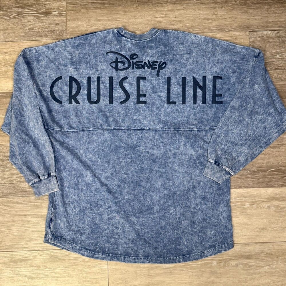 SPIRIT JERSEY Large Walt Disney Cruise Line T-shirt Indigo acid washed denim XL